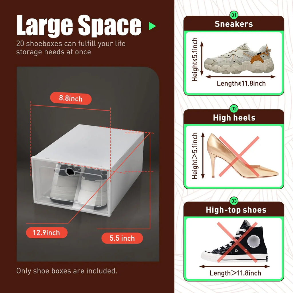 20 Pcs Shoe Box, Foldable