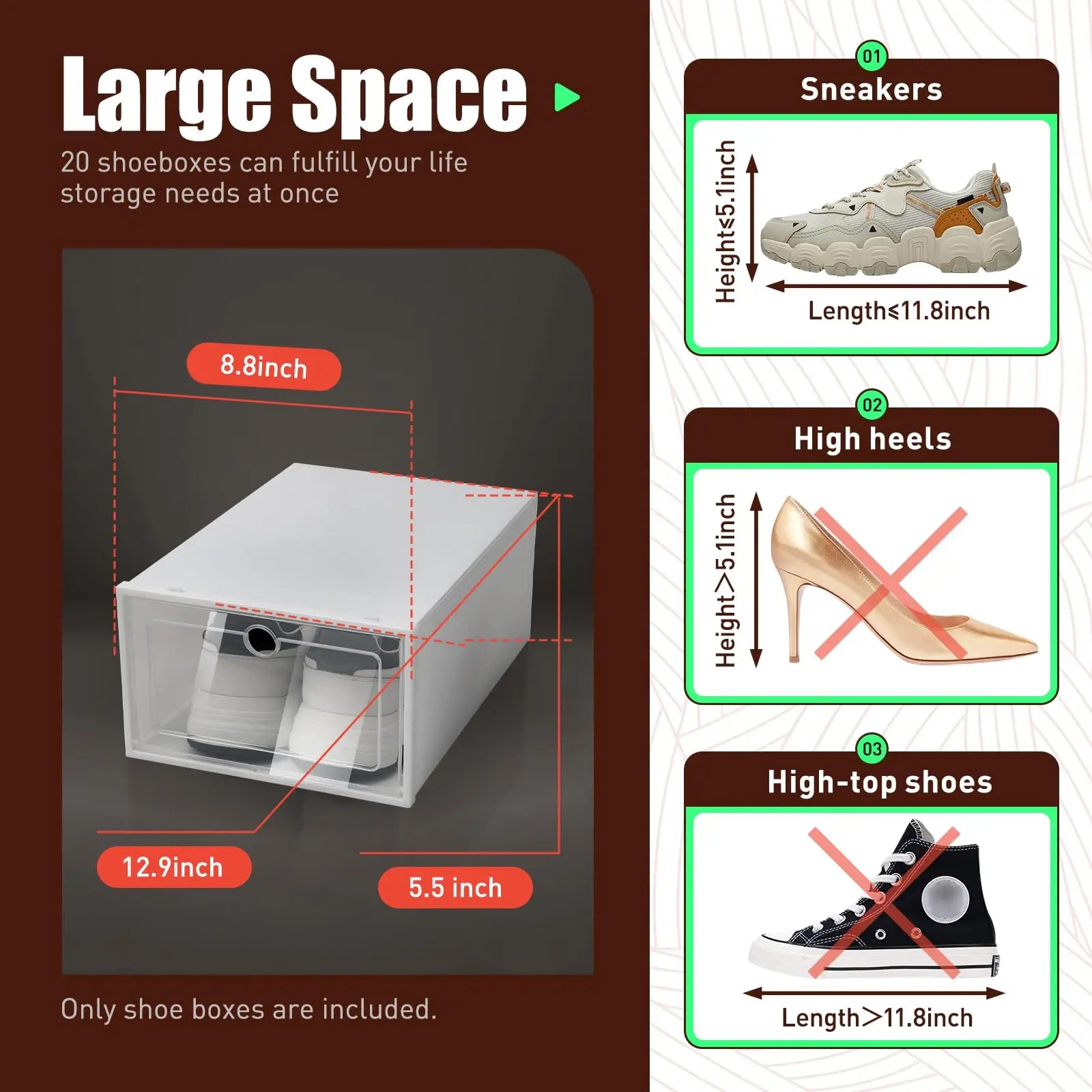 20 Pcs Shoe Box, Foldable