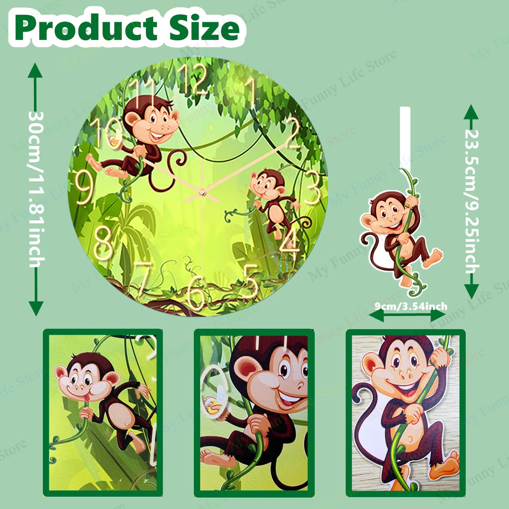 Wall Clock Cartoon Monkey