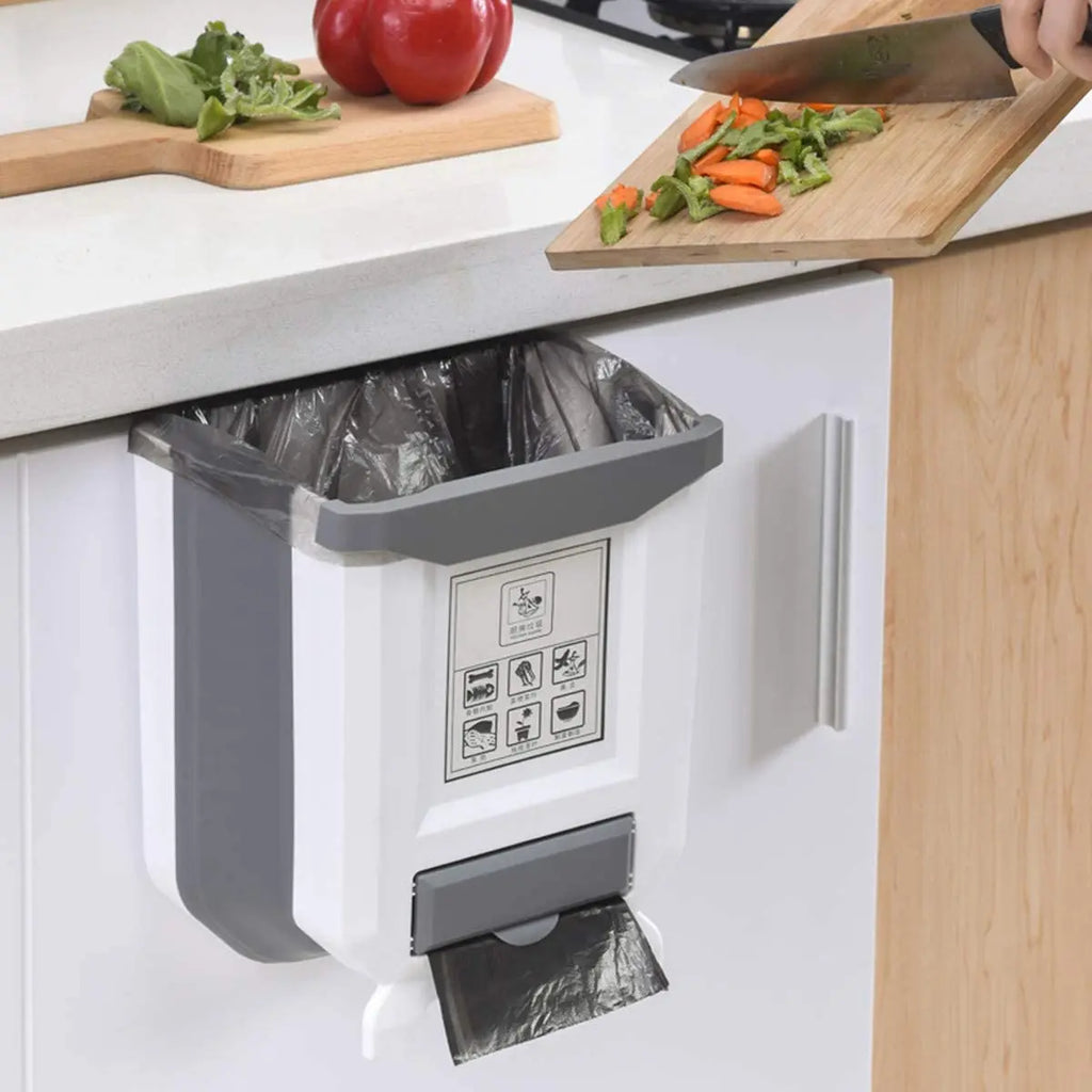 Kitchen Folding Trash Can Cabinet Door Mounted
