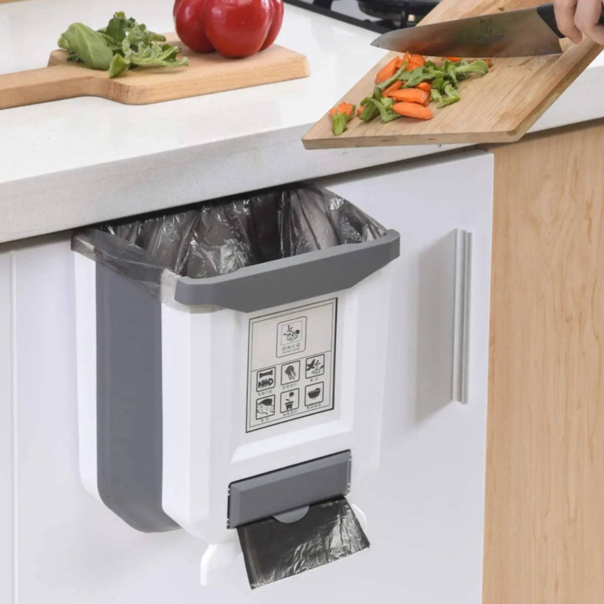 Kitchen Folding Trash Can Cabinet Door Mounted
