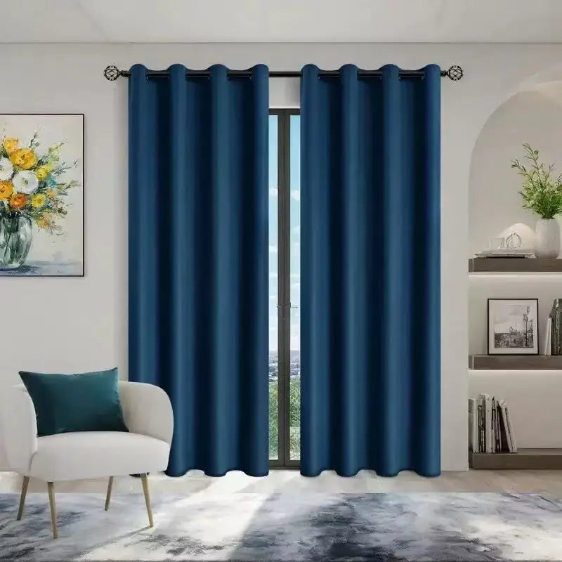 1pc Solid Blackout Curtains with Grommets