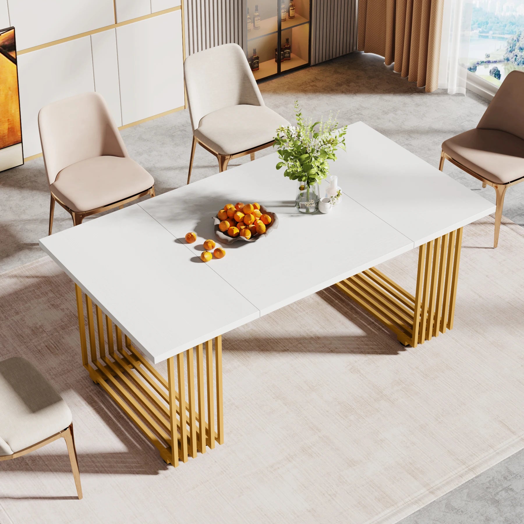 Dining Table with Faux Marble Table Top