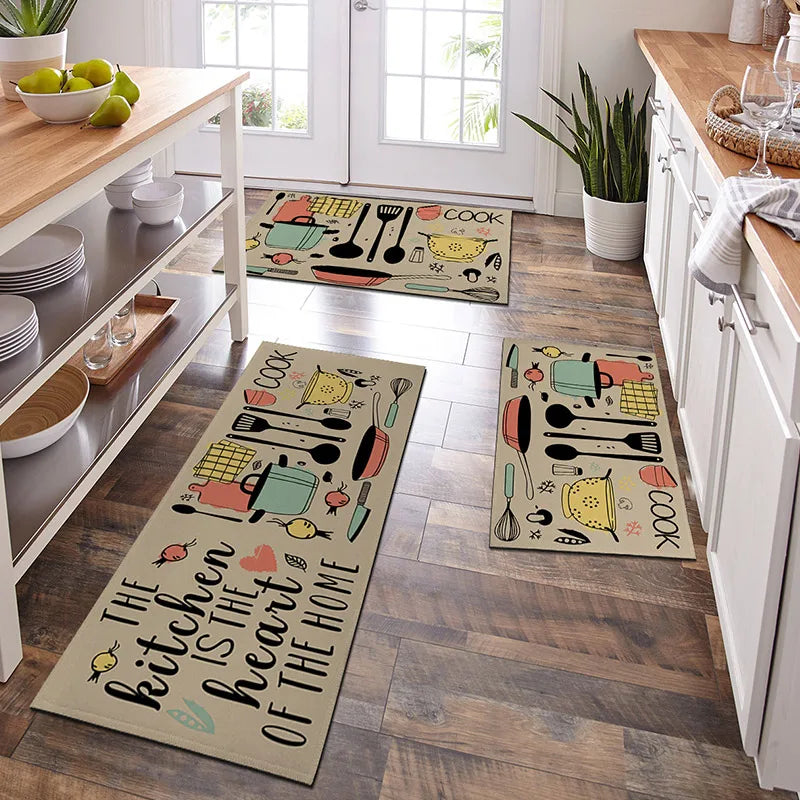 knife and fork kitchen waterproof door mat