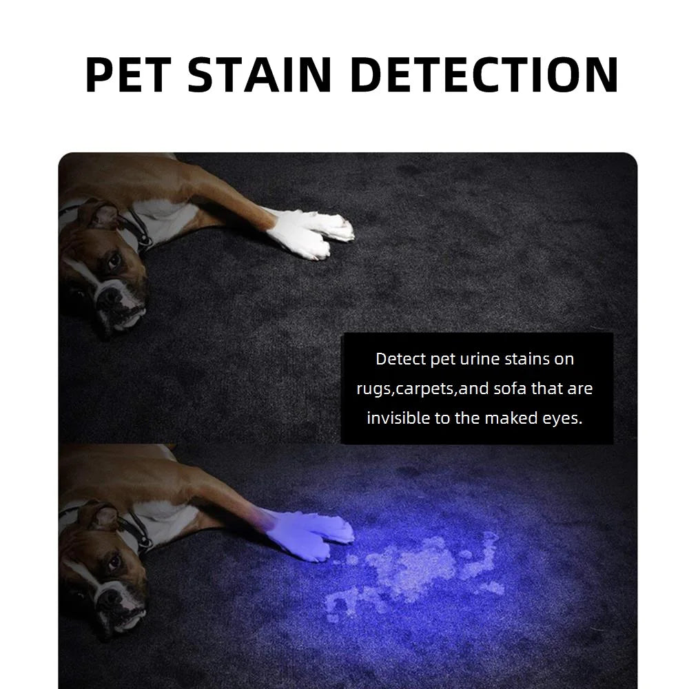 Mini UV Led Blacklight Flashlight Rechargeable, Pet Stain Leakage Marker