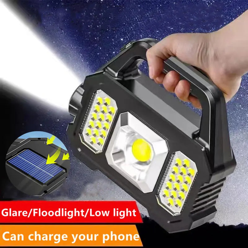 Solar Rechargeable Flashlight Zoomable Waterproof ,Can Charge Mobile Phone