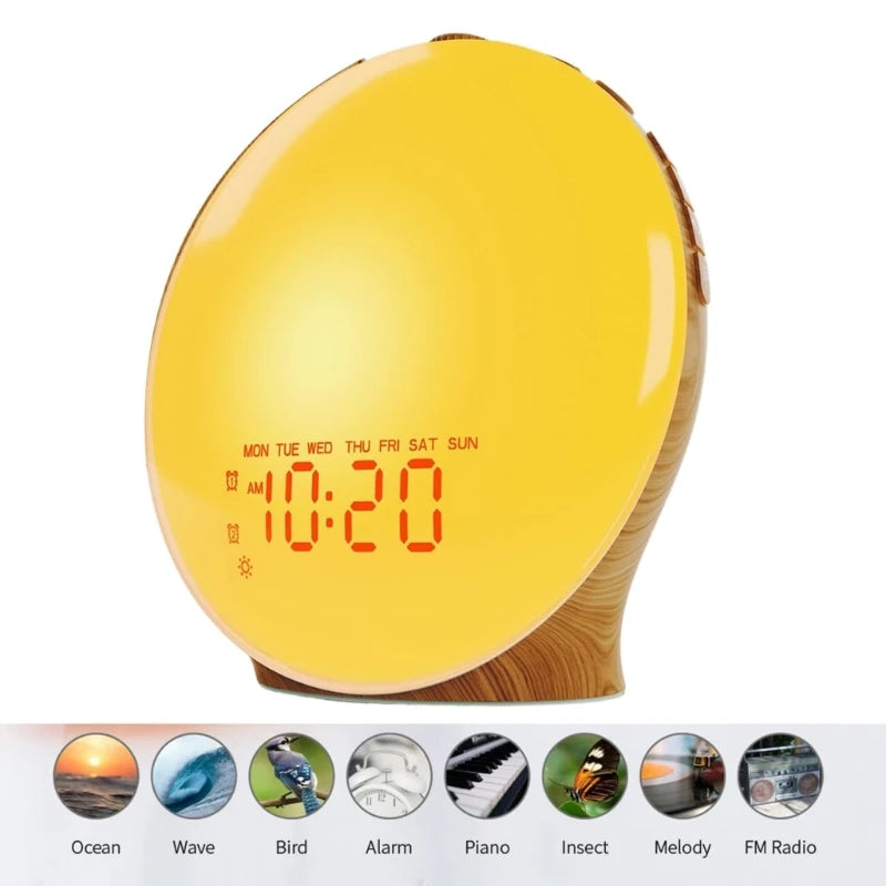 Wake Up Light with Wood Grain Alarm Clock
