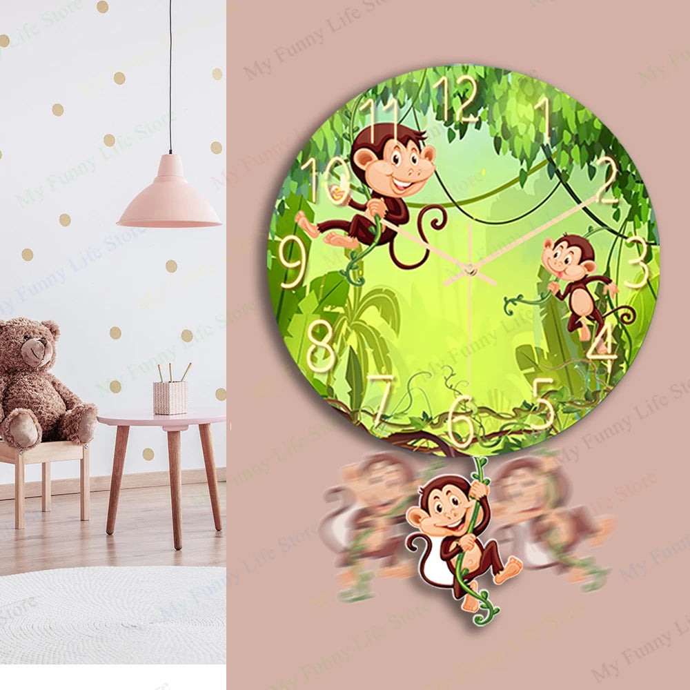 Wall Clock Cartoon Monkey