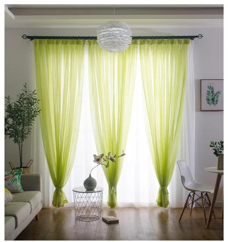 Solid Color Voile Sheer Tulle Curtains