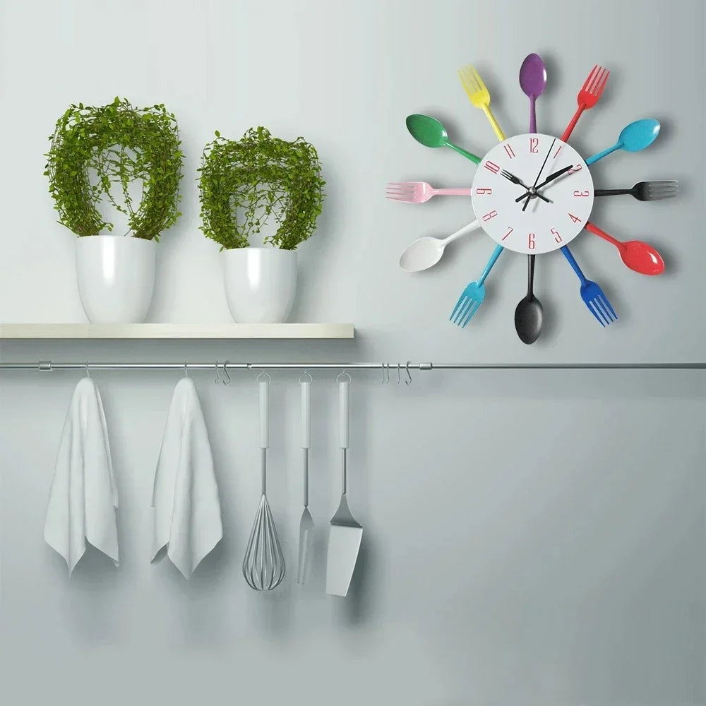 Kitchen Wall Clock Spoon Fork
