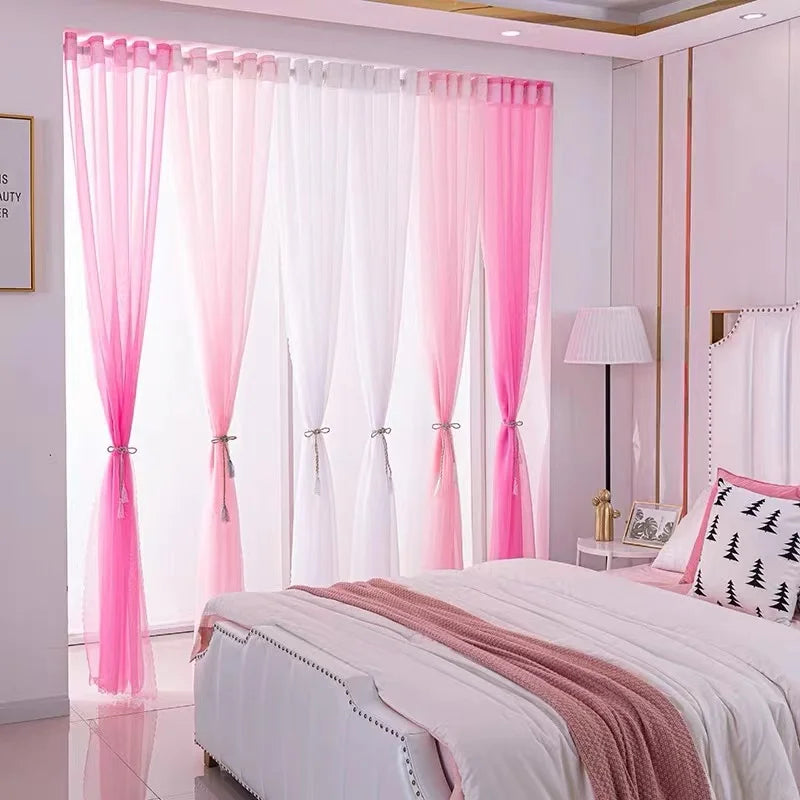 Solid Color Voile Sheer Tulle Curtains