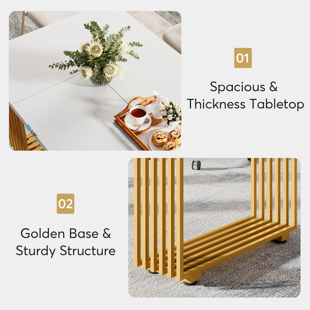 Dining Table with Faux Marble Table Top