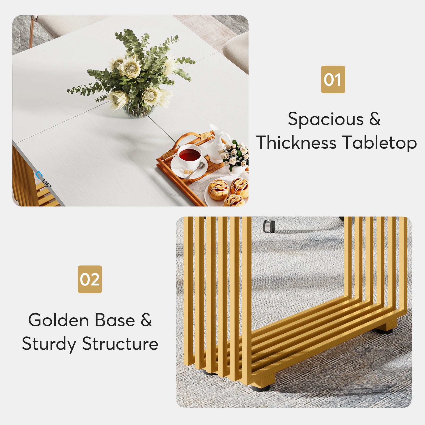 Dining Table with Faux Marble Table Top
