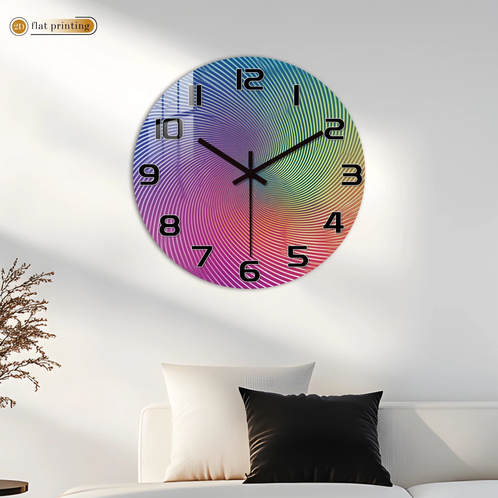 Vibrant Abstract Spiral Pattern Wall Clock, Silent Quartz Movement, Modern Home Office Decorative Timepiece with Bold Numbers