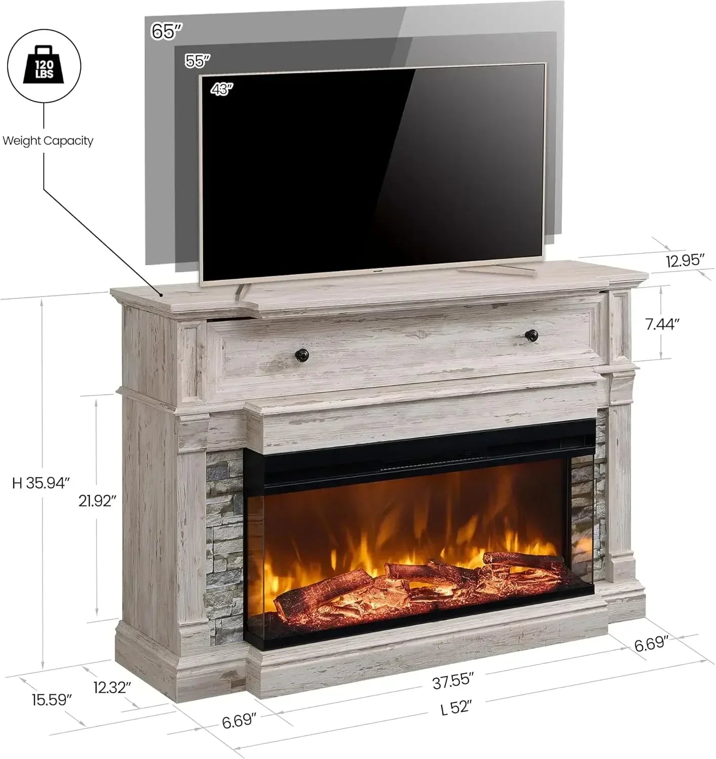 Electric Fireplace with Mantel TV Stand Heater