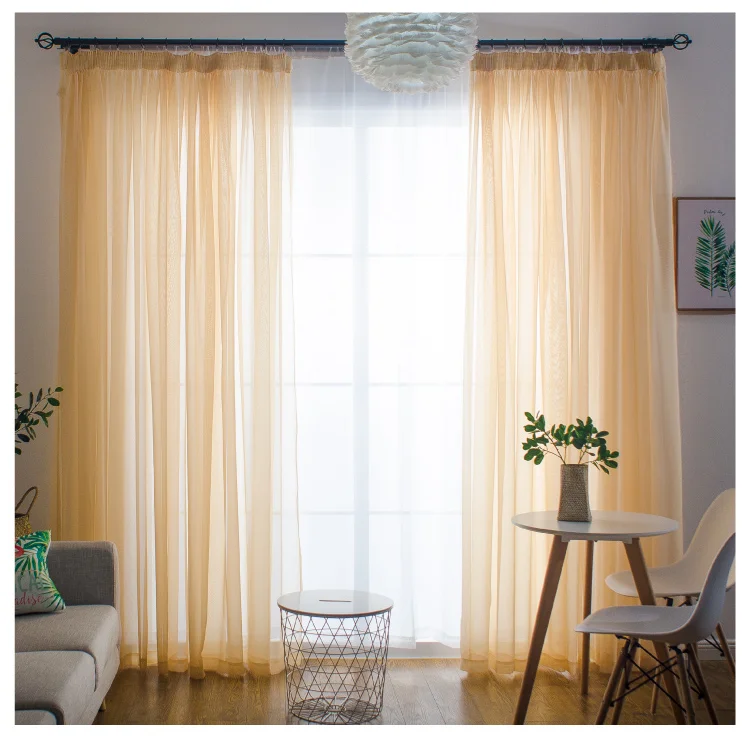 Solid Color Voile Sheer Tulle Curtains