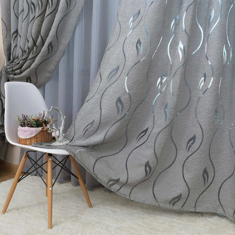Grey Jacquard Curtains 1PC