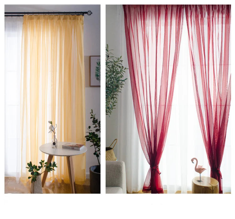 Solid Color Voile Sheer Tulle Curtains