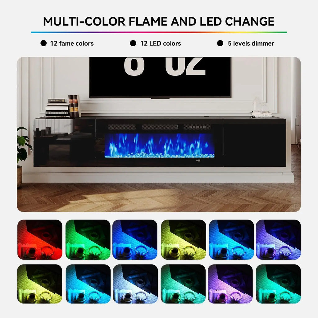 70'' Floating TV  Electric Fireplace