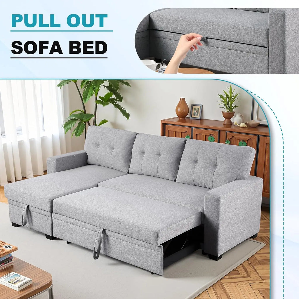 L-Shaped Sleeper Sofa with Storage Chaise,
