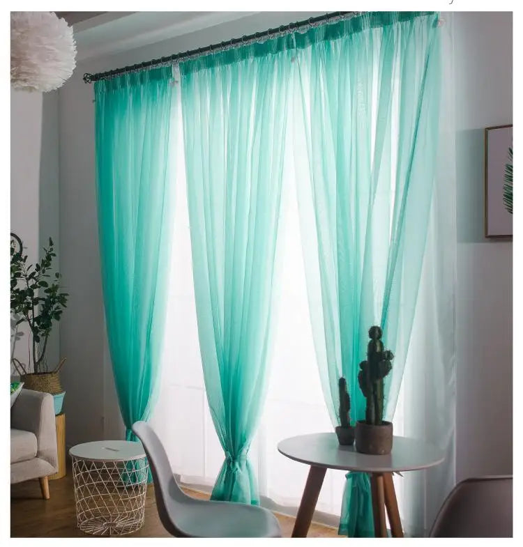 Solid Color Voile Sheer Tulle Curtains