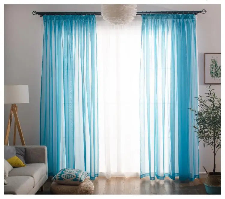 Solid Color Voile Sheer Tulle Curtains