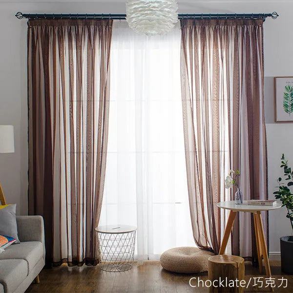 Solid Color Voile Sheer Tulle Curtains