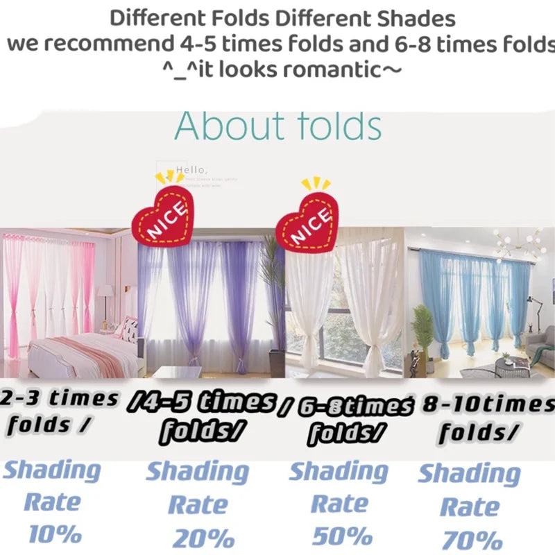Solid Color Voile Sheer Tulle Curtains