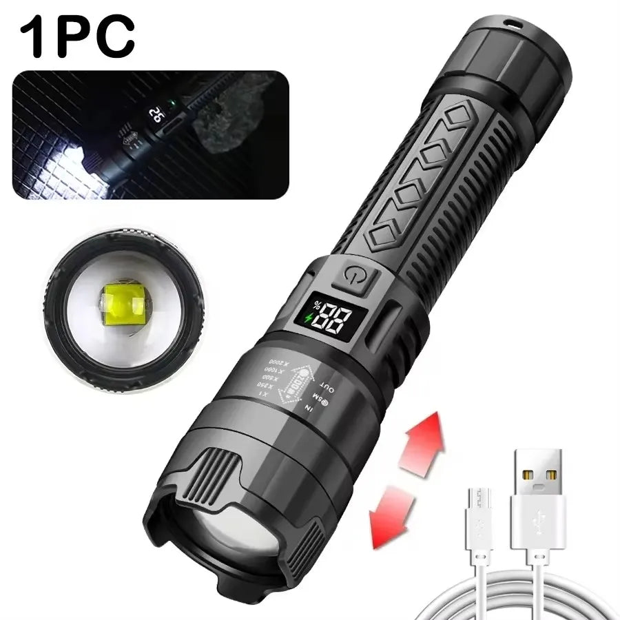 1600000 Super Bright Flashlight Rechargeable Waterproof
