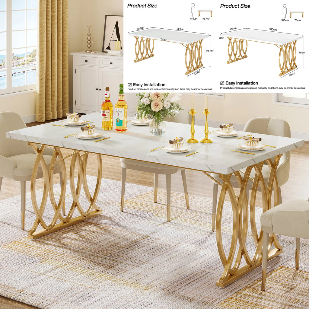 Dining Table with Faux Marble Table Top