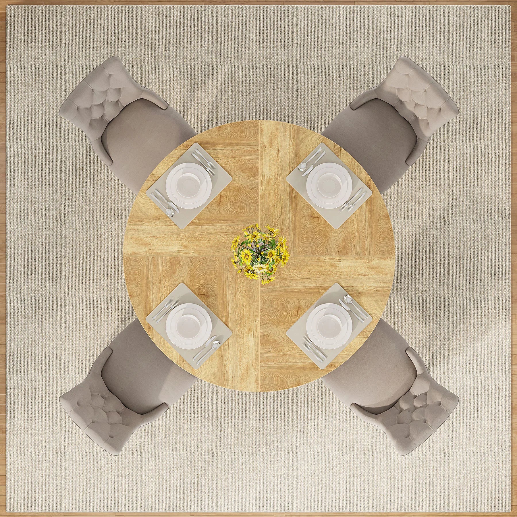 Round Dining Table for 4,