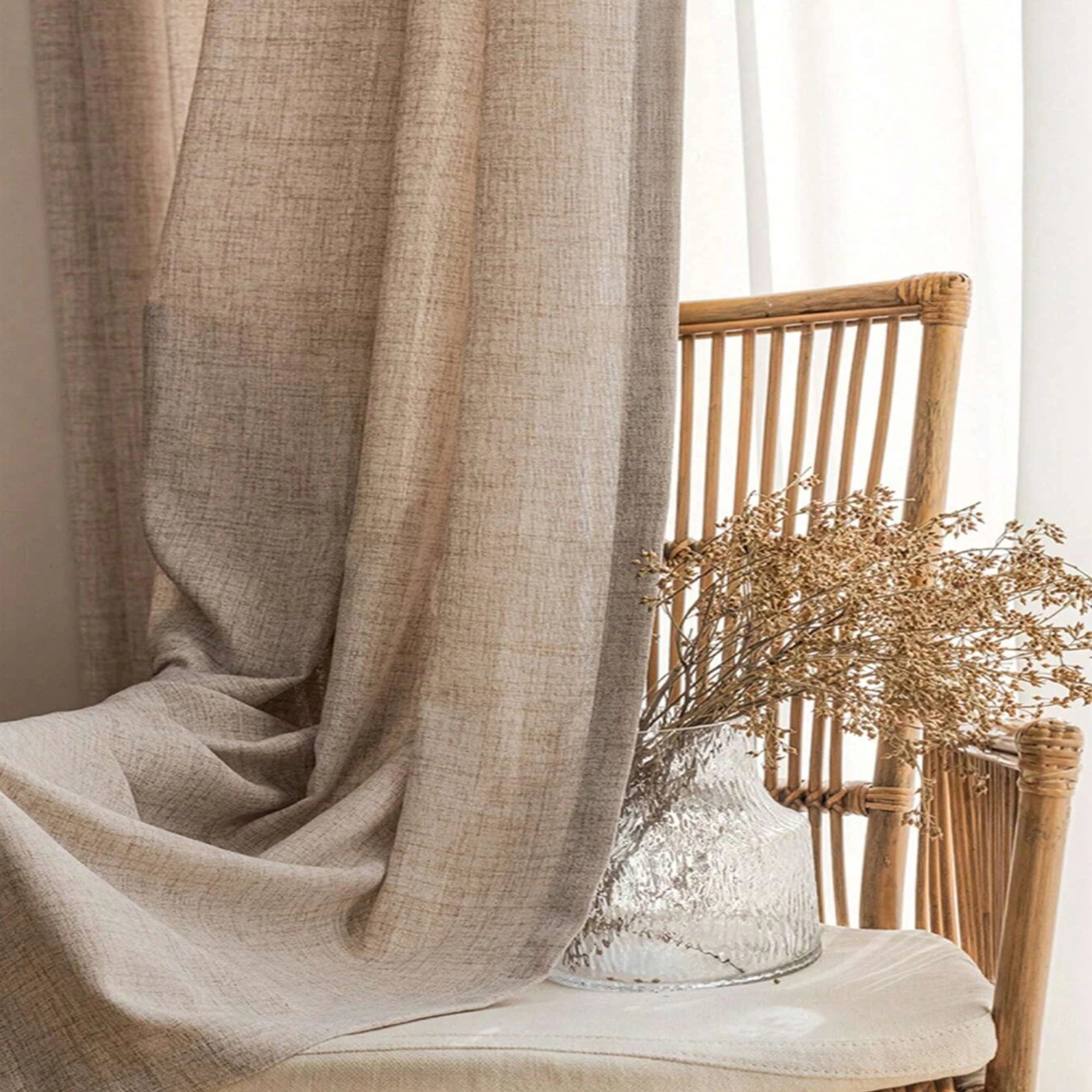 1pc Japanese Style Linen Curtain ,Light Filtering