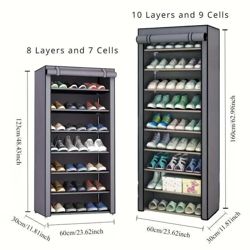 Black Multi-Functional 5/8/10-Tier Shoe Organizer - Storage