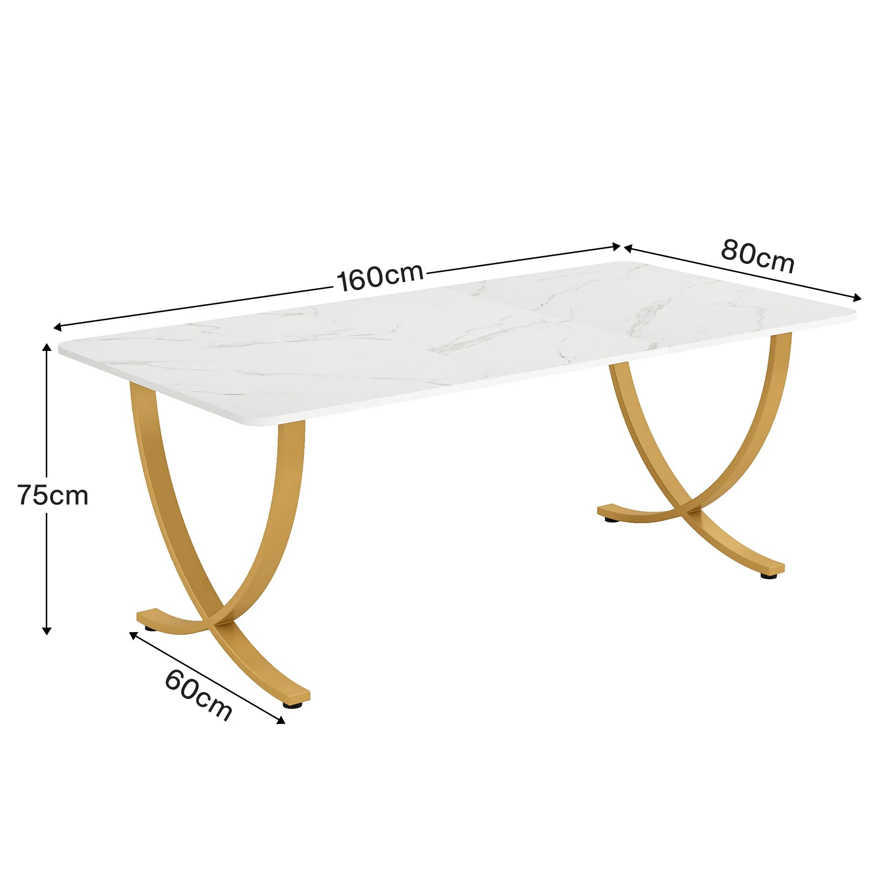Dining Table with Faux Marble Table Top