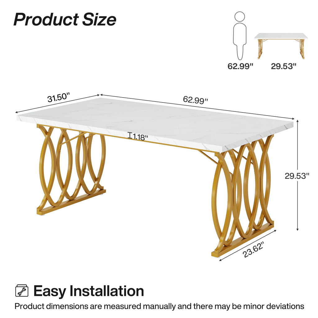 Dining Table with Faux Marble Table Top