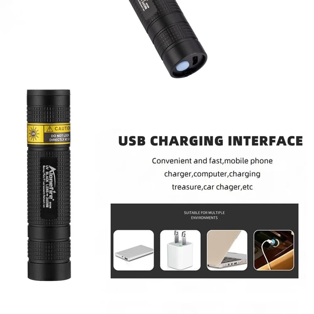 Mini UV Led Blacklight Flashlight Rechargeable, Pet Stain Leakage Marker