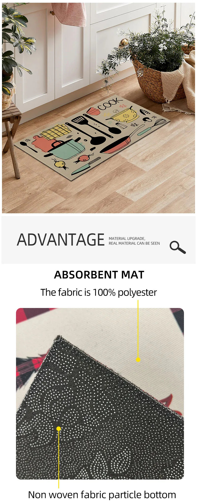 knife and fork kitchen waterproof door mat