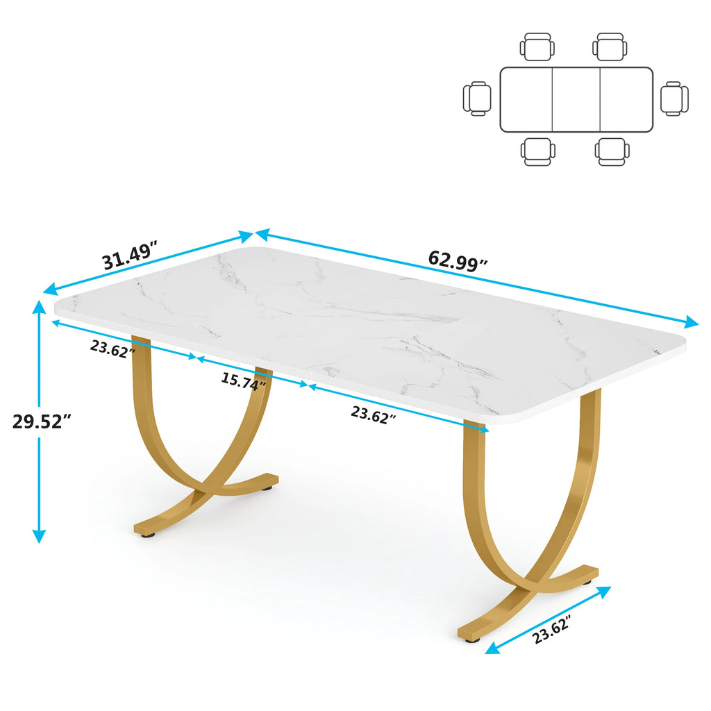 Dining Table with Faux Marble Table Top
