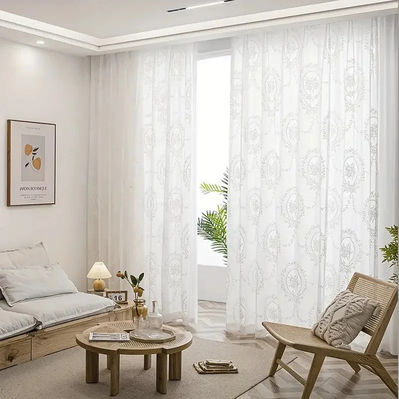 Classic Embroidered Woven Lace Window Sheer
