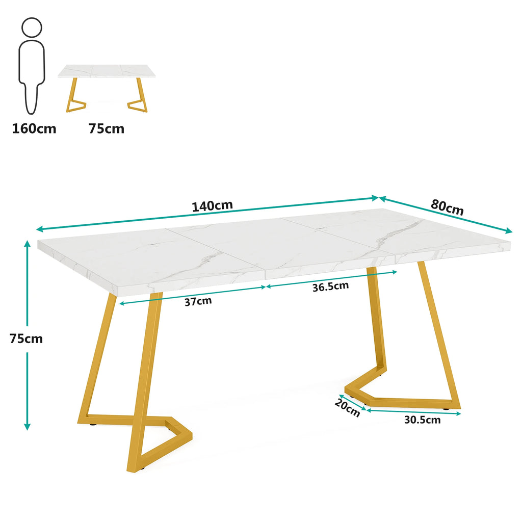 Dining Table with Faux Marble Table Top