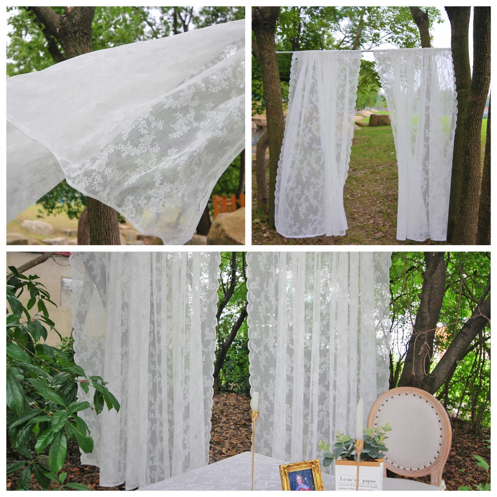 2 Panels Vintage Lace Long-Romantic Flowers