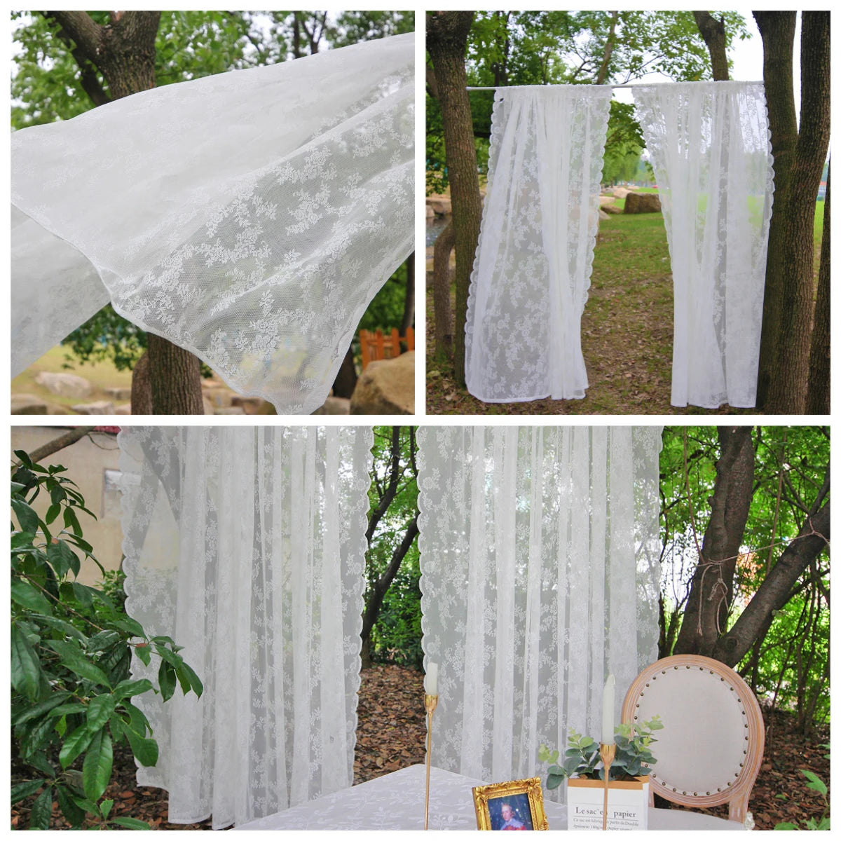 2 Panels Vintage Lace Long-Romantic Flowers