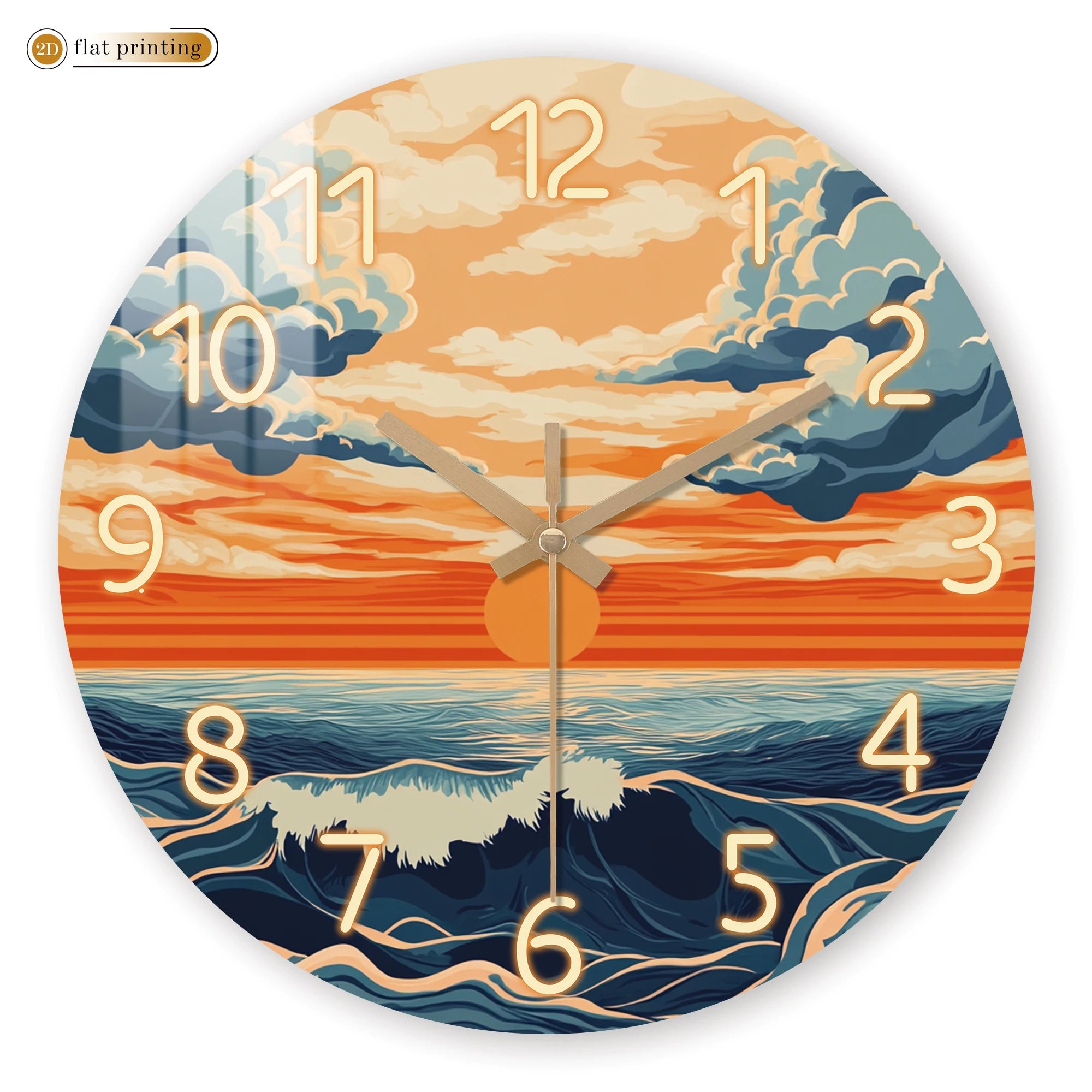 Vibrant Sunset Ocean Waves Wall Clock