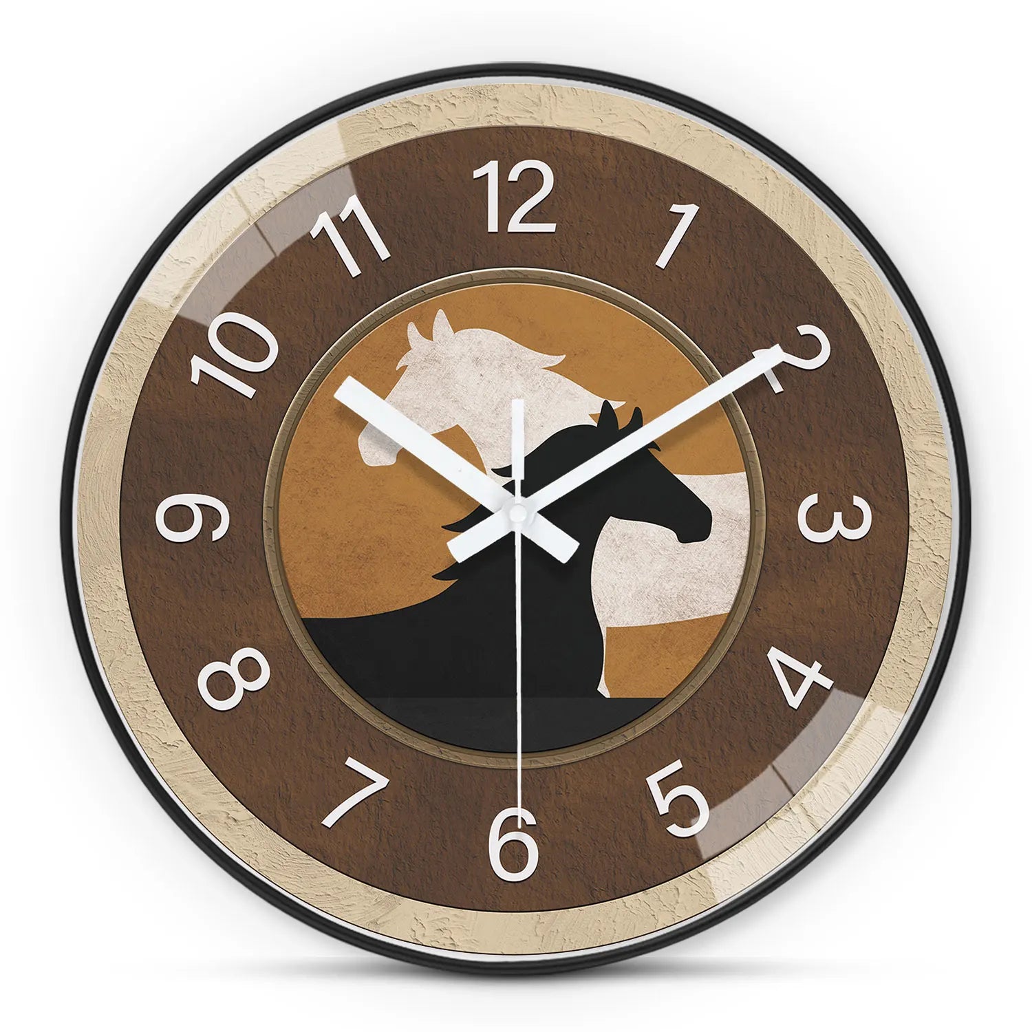 1 Brown Wall Clock, 8-12inch Round Silent