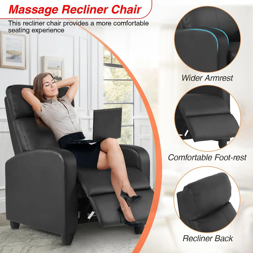Massage Recliner with  Black Leather