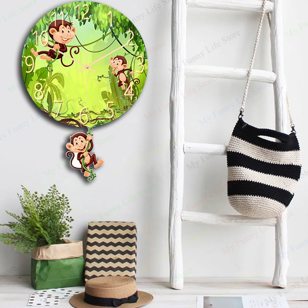 Wall Clock Cartoon Monkey