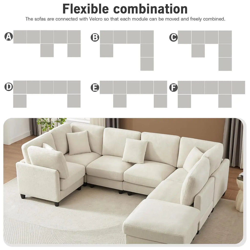 121" 7-Seater Modular Sectional Sofa Chenille