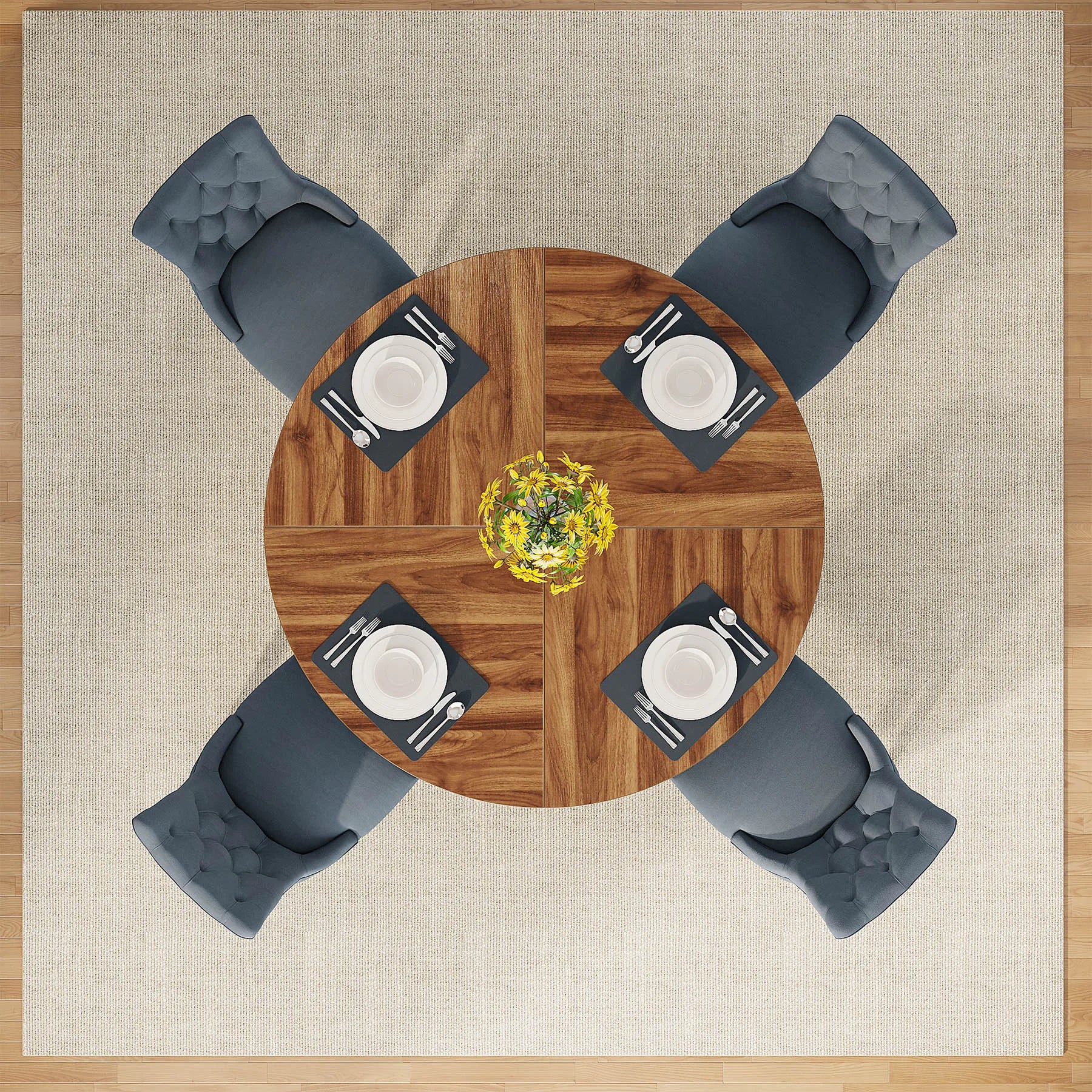 Round Dining Table for 4,