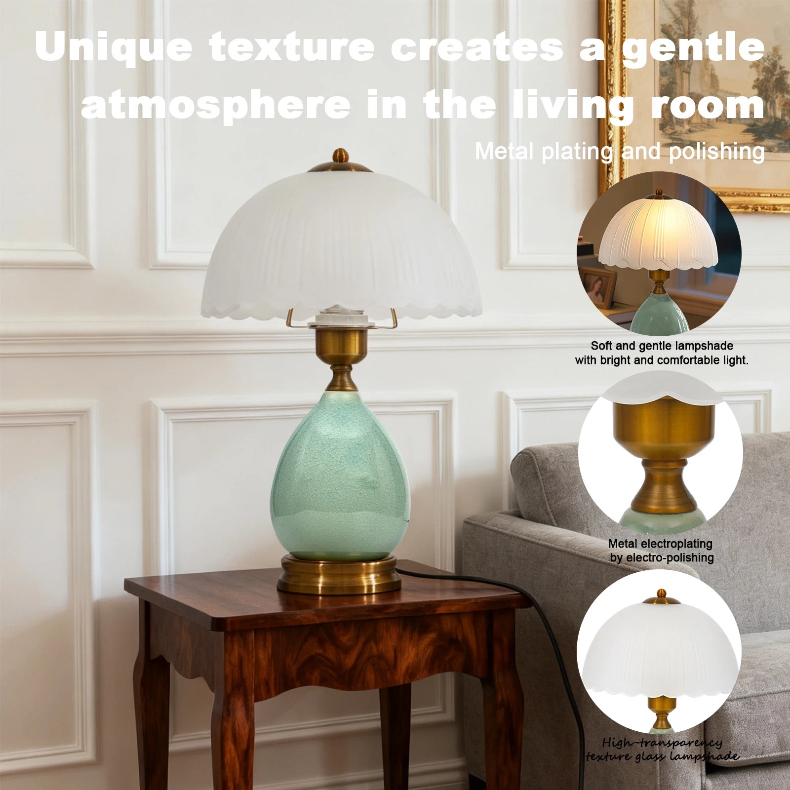 Ceramic Table Lamp 3-Color Dimmable