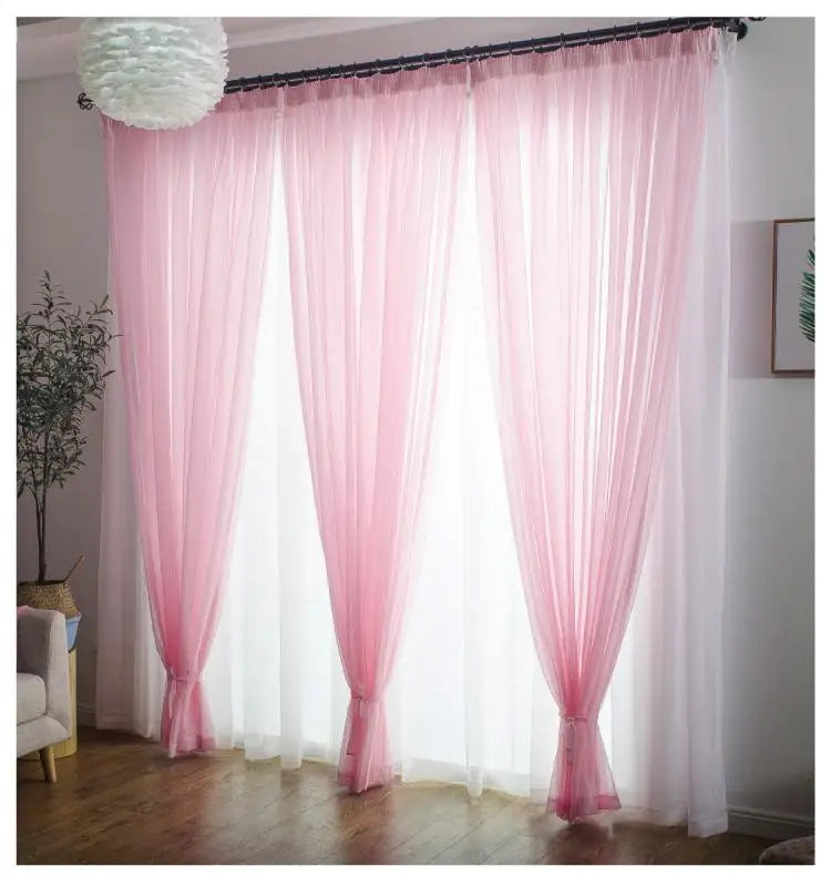 Solid Color Voile Sheer Tulle Curtains